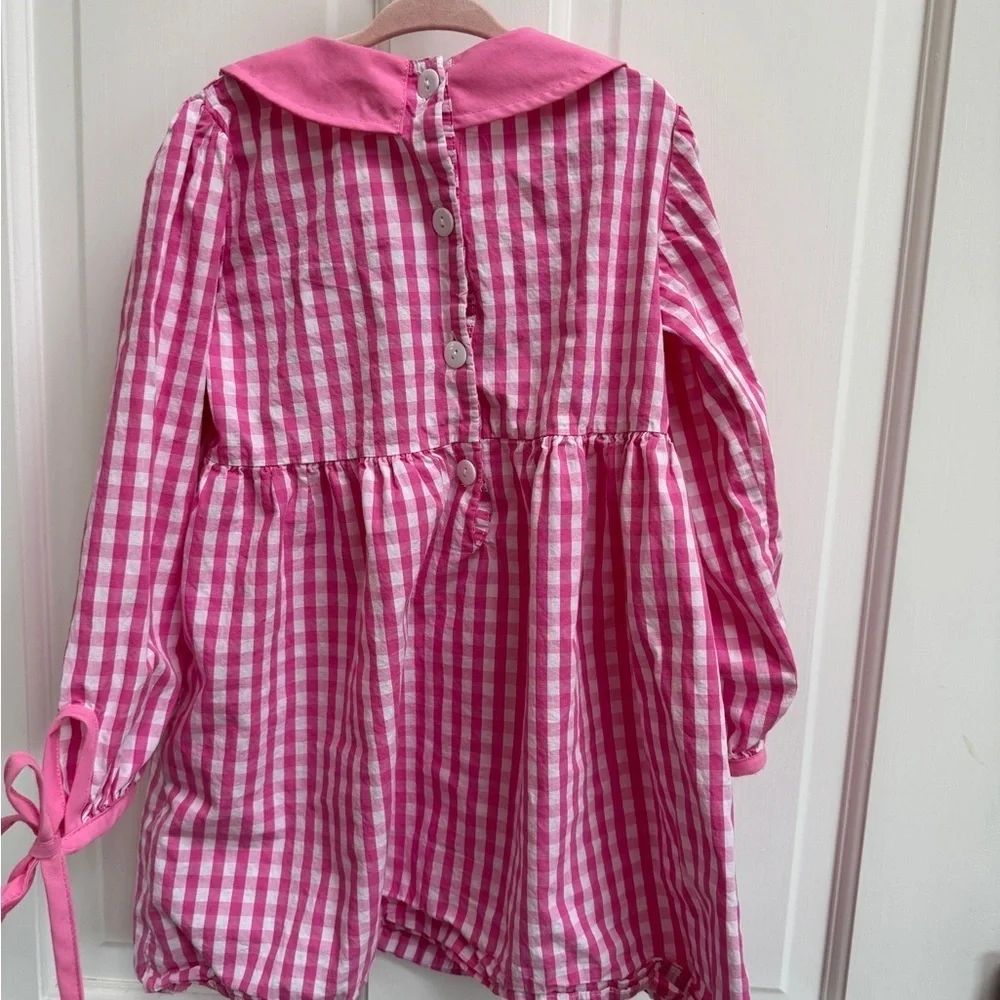 Marie Nicole Girls Size 6 Pink Gingham Long Sleeve Christmas Holiday Dress